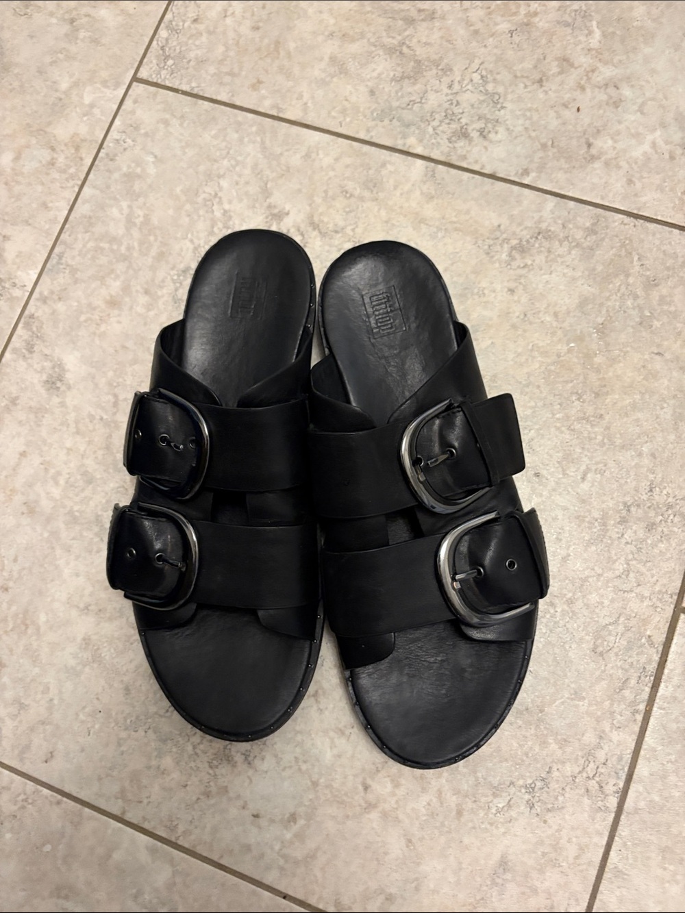 Fitflop Black Double-Buckle Slide Sandals